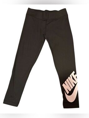 Nike Kids Black Leggings with White Nike Swoosh